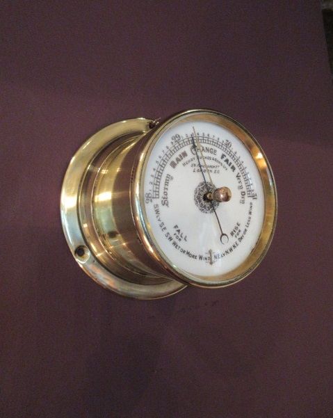 Small Antique Bulkhead London Marine Barometer