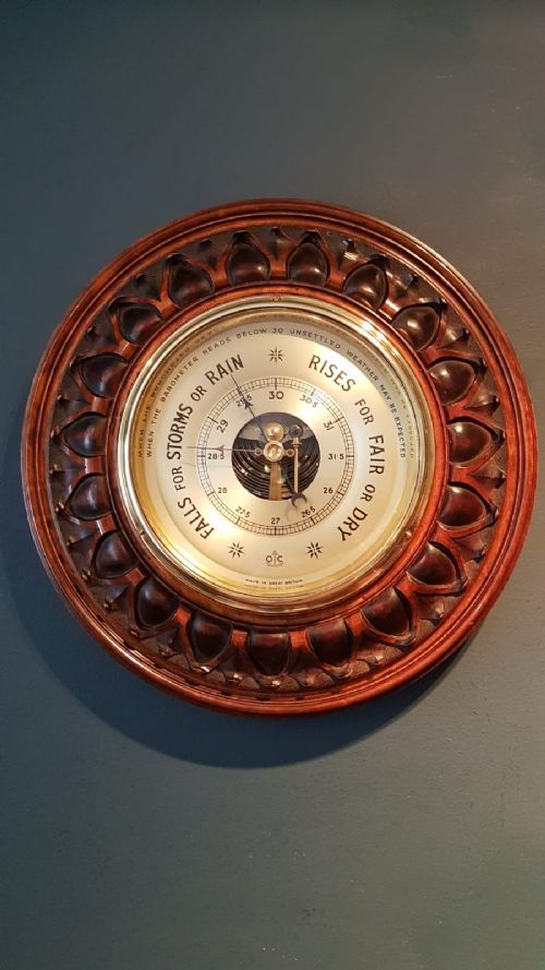 Superb Victorian Carved Mahogany Wheel Barometer