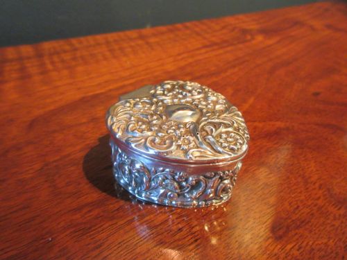 Antique Silver Heart Shaped Trinket Box