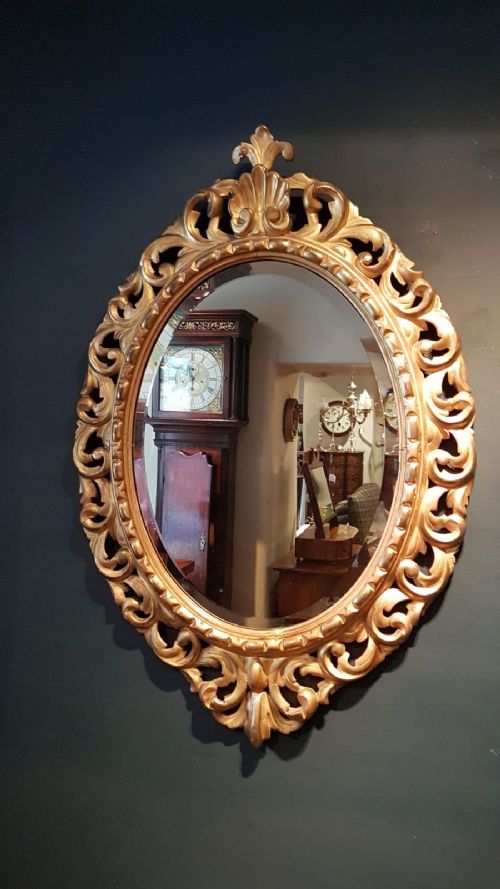 Superb Victorian Timber Gilt Oval Mirror