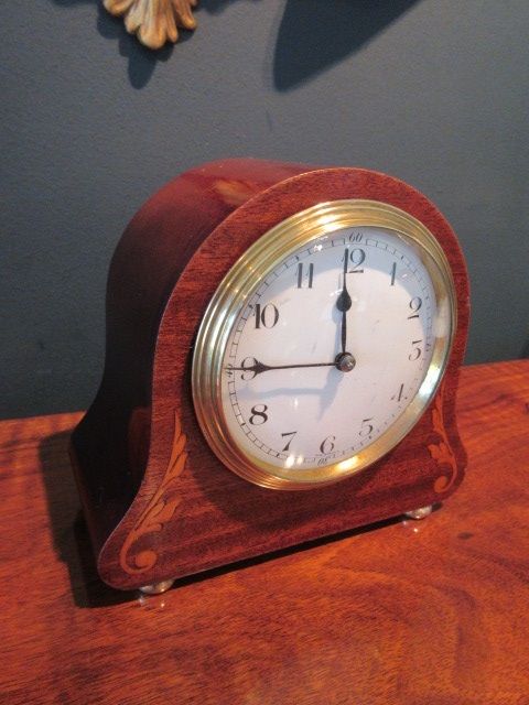 Small Edwardian Period Inlaid Mantel Clock
