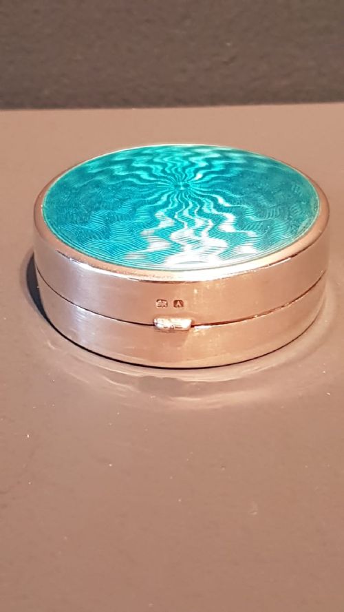 George V Engine Turned Enamel Silver Box