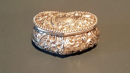 Victorian Silver Heart Shaped Pill Box