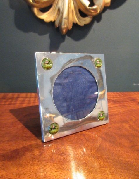 Antique Silver & Enamel Hunting Photo Frame