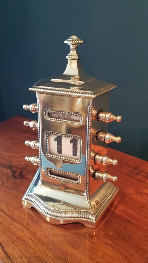 Superb Antique Brass Perpetual Desk Calendar by Tonks