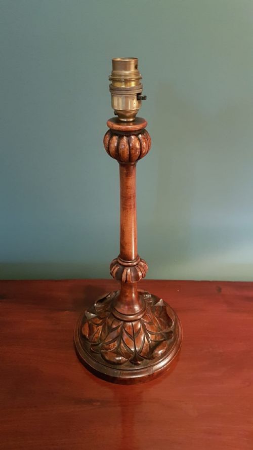 Quality Antique Walnut Table Lamp