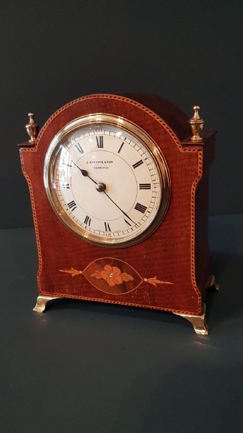 Fine Quality Edwardian Inlaid Mahogany Mantel Clock