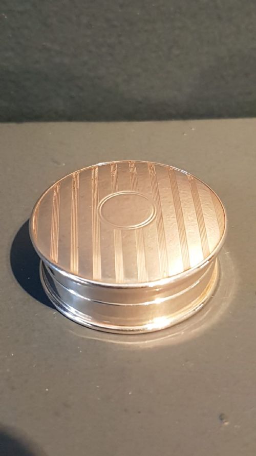 Engine Turned Silver Pill Box