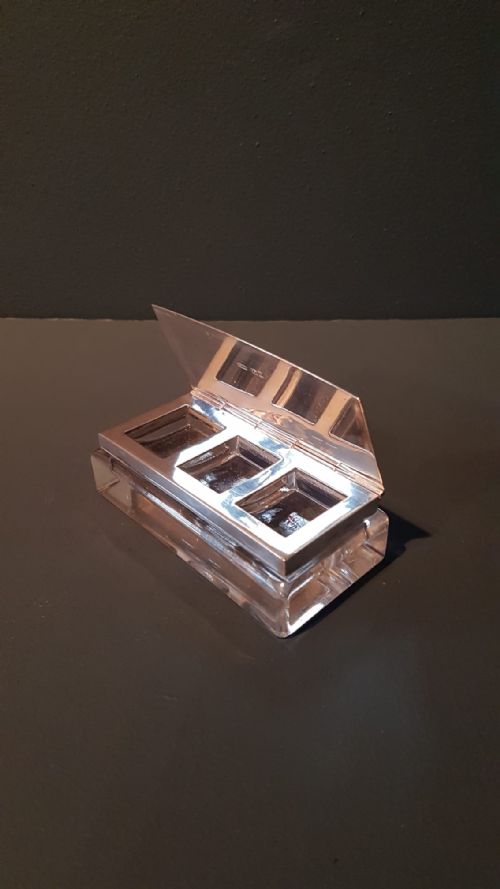 Antique Silver and Crystal Desktop Stamp Box