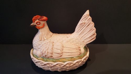 Rare Mid Victorian Staffordshire Egg Dish and Cover