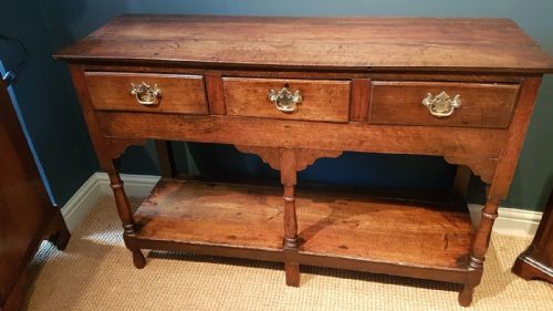 Small George II Oak and Fruitwood Open Pot Board Dresser
