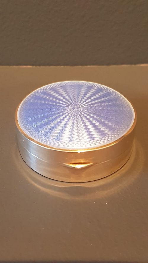 George V Silver Engine Turned Enamel Table Box