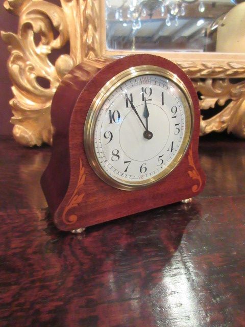 Small Edwardian Period Inlaid Mantel Clock