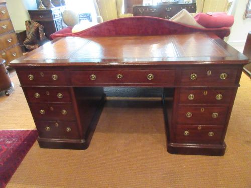 Superb Antique Mahogany Pedestal Desk