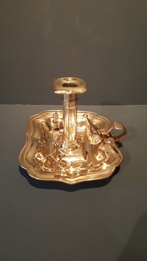George III Brass Chamber Stick and Accessories