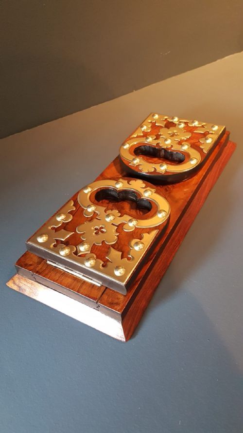 Victorian Walnut Brass Trimmed Book Slide