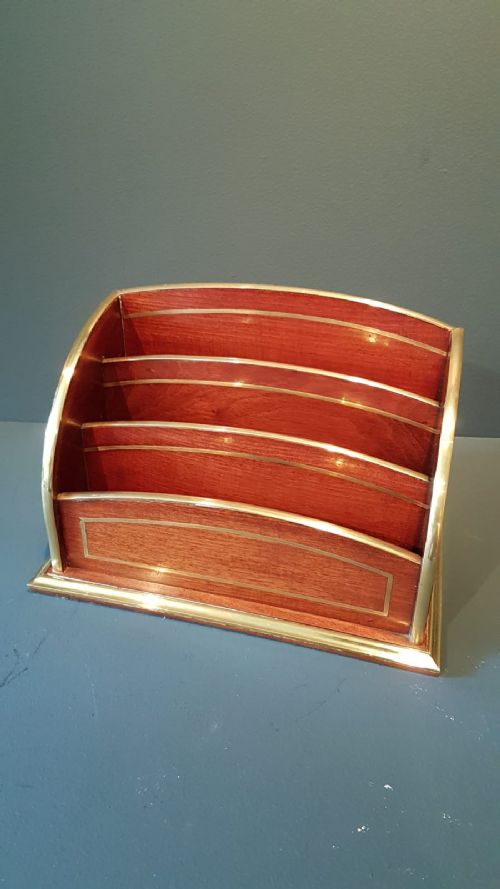 Superb Victorian Mahogany Brass Bound Letter Rack