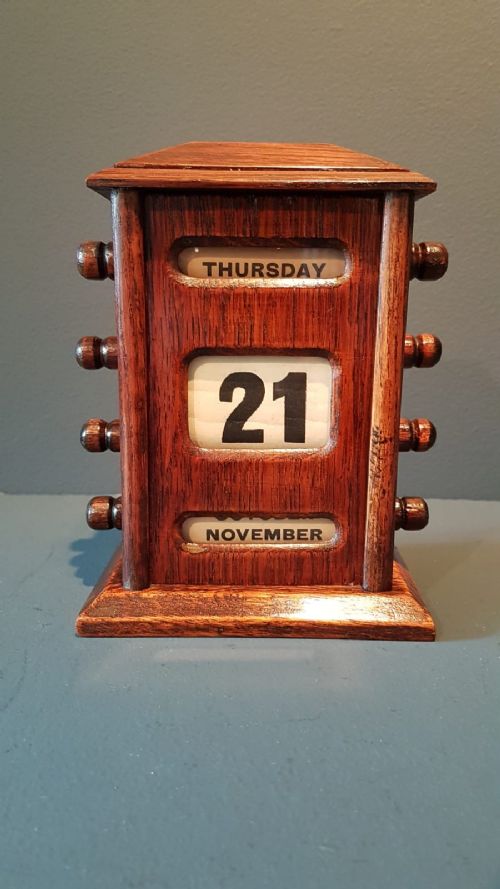 Antique Edwardian Oak Perpetual Desk Calendar