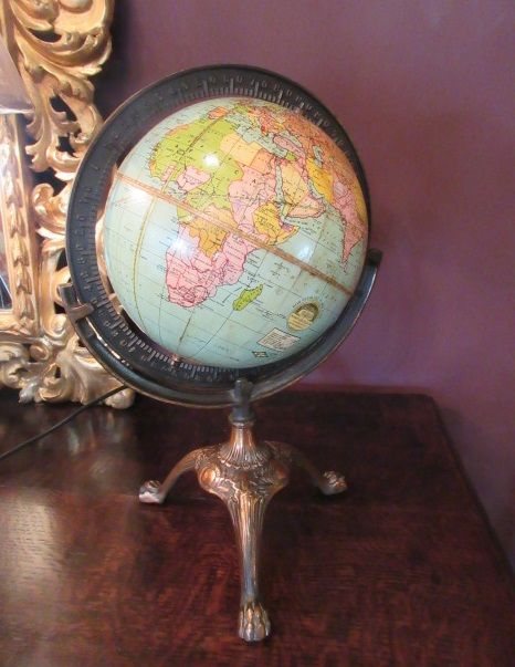 Antique 8" Papier Mache 'Peerless' Terrestrial Globe