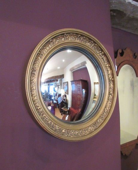 Antique Plaster Gilt Convex Wall Mirror