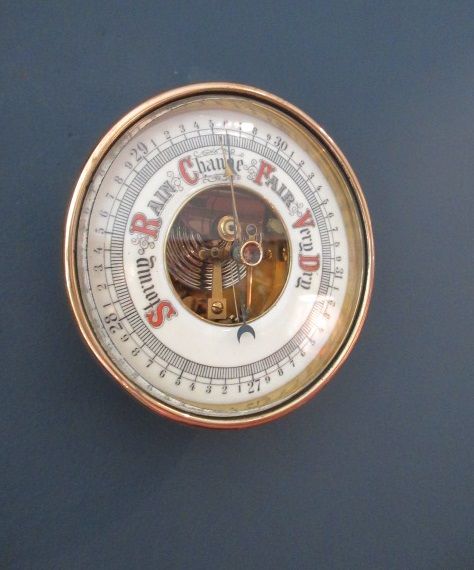 Antique Polished Brass Skeletonised Marine Barometer