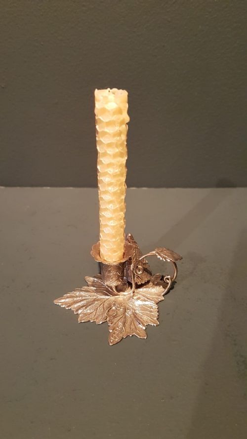 Superb Early Victorian Silver Leaf Design Chamberstick and Snuffer