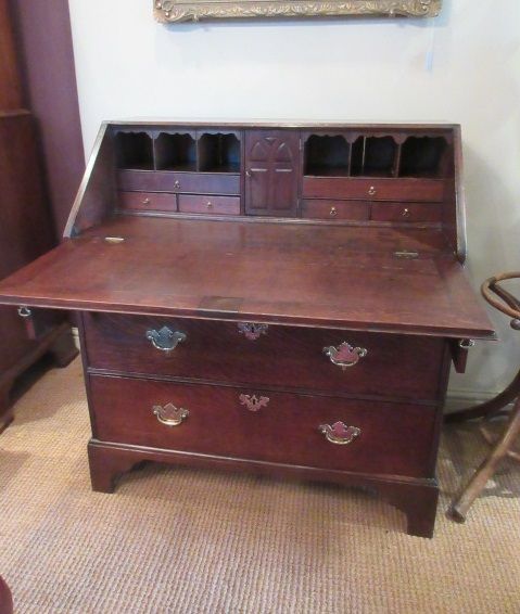 Small George II Period Oak Fall Front Bureau
