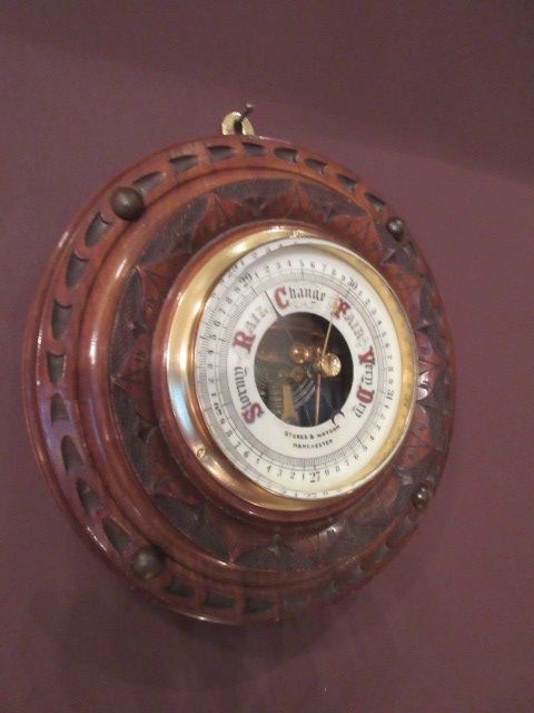 Antique Solid Walnut Manchester Aneroid Barometer