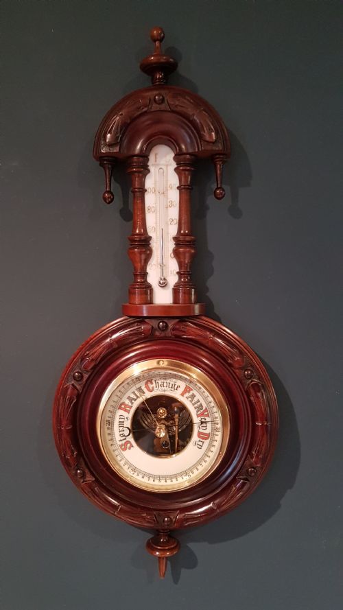 Small Antique Mahogany Pendant Banjo Barometer