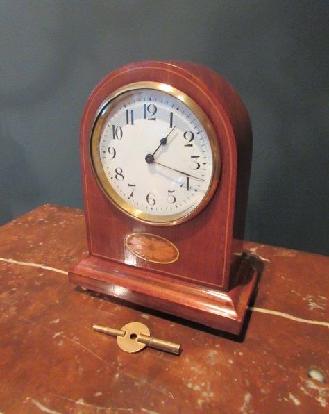 Small Antique Sheraton Inlaid Mantel Clock