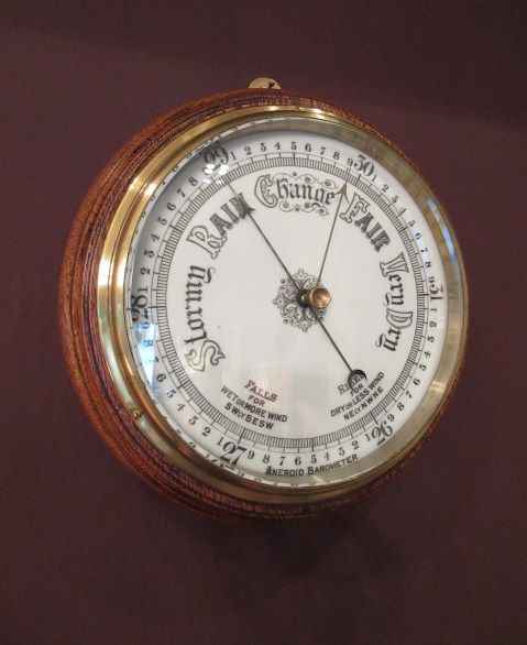 Large Antique Polished Oak Ship's Barometer