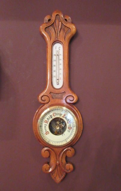 Arts & Crafts Antique Solid Oak Banjo Barometer
