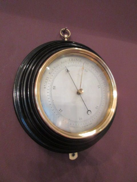 Antique Marine Barometer in Ebony Case