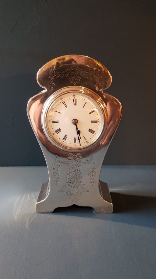 Fine Edwardian Solid Silver Mantel Clock