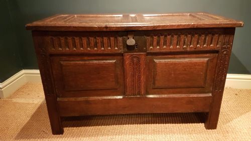 Small Period Oak Two Panel Coffer