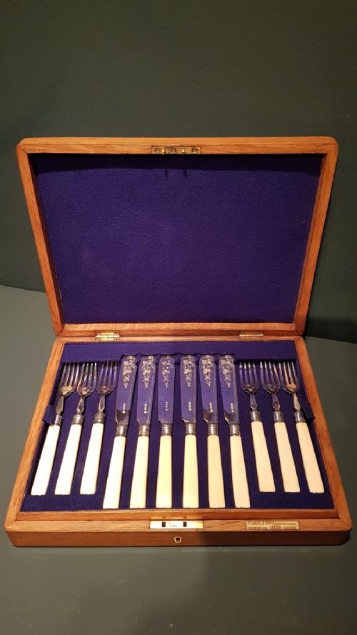 Victorian Solid Silver Canteen of Fish Knives and Forks