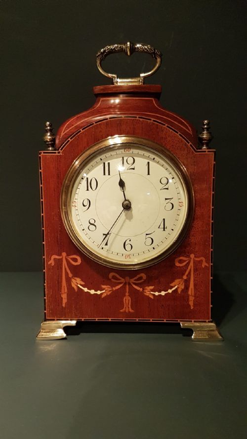 Fine Quality Edwardian Inlaid Mahogany Mantel Clock