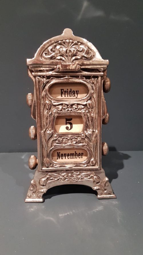 Victorian Silver Plated Perpetual Desk Calendar