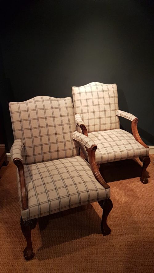 Matching Pair of Antique Gainsborough Chairs