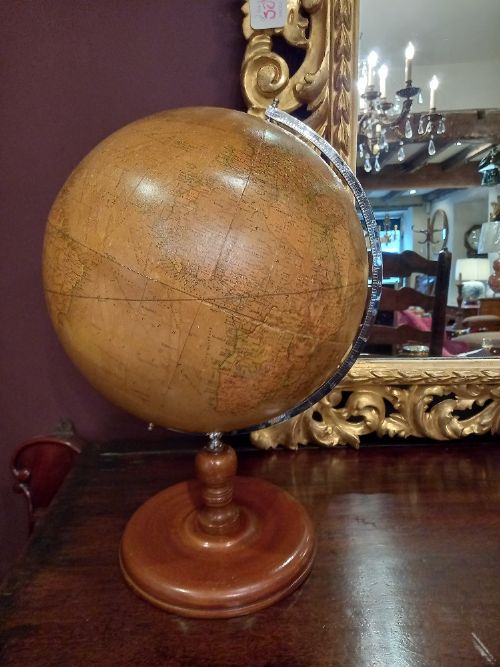 Superb Antique 12" Papier Mache Terrestrial Globe