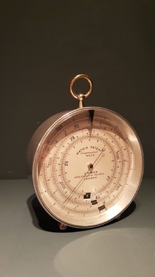 Rare Victorian 'Watkins Patent' Desktop Marine Barometer