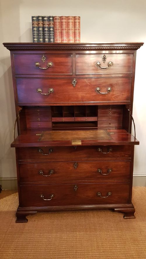 Superb George III Mahogany Secretaire Chest on Chest