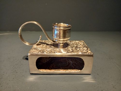 Antique Silver 'Go to Bed' Candlestick