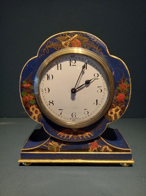 Antique Chinoiserie Petal Shaped Mantel Clock