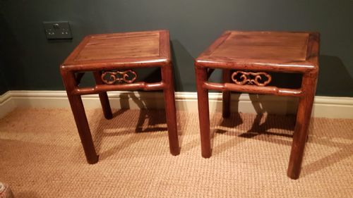 Matching Pair of Antique Rosewood Lamp Tables