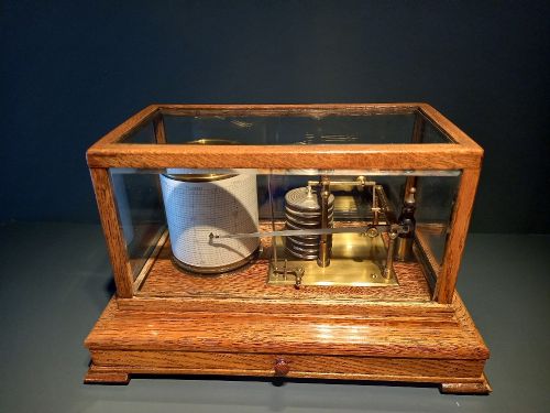 Antique Oak & Bevelled Glass Barograph by James Lucking