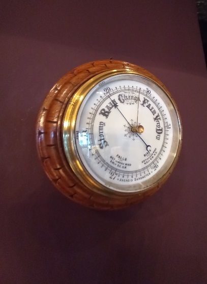 Antique Polished Oak Ship's Barometer