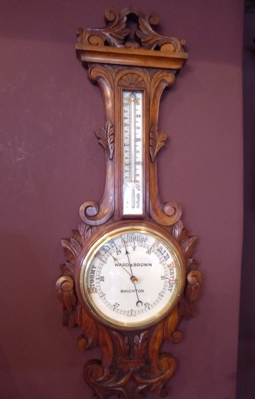 Superb Quality Antique Oak Brighton Banjo Barometer
