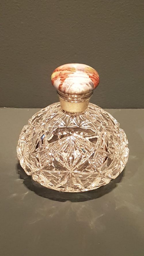 Outstanding Antique Silver and Enamel Scene Scent Bottle