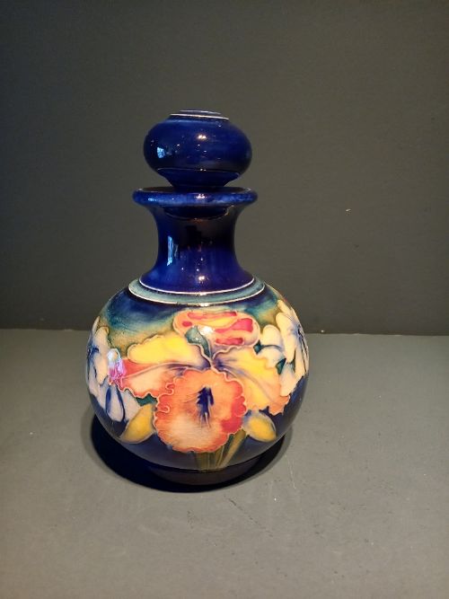 Antique Moorcroft Slipper Orchid Scent Bottle